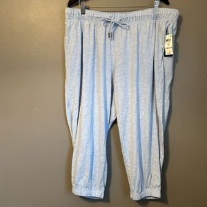 NWT Ideology Sz 2X Faded Blue Heather Capri Pocket Lightweight Jogger Sweatpants